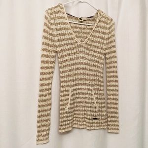 Roxy tan/ cream striped “beach sweater”